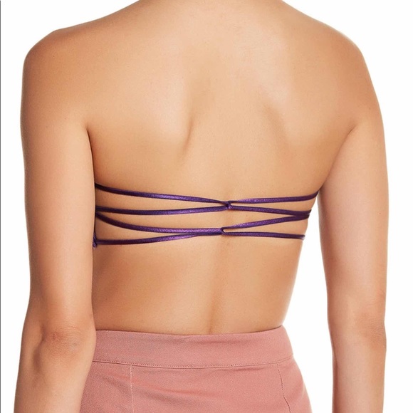 Intimately FP LACE bandeau strappy back royal purp - Picture 2 of 9